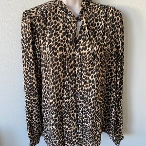 J Crew Leopard Blouse with Tie